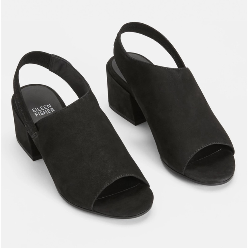 Eileen Fisher Leigh tumbled nubuck sandal black size 7
